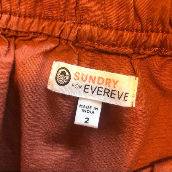 Evereve Sundry Sunday Skirt Bungee Drawstring Terracotta Rust Orange Size Medium - Picture 9 of 12